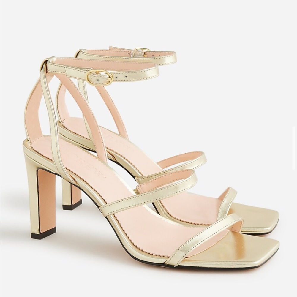 J Crew Ava Heels in Metallic Gold size 7M NWOT